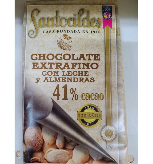 CHOCOLATE SANTOCILDES EXTRAFINO CON LECHE Y ALMENDRAS 41% CACAO