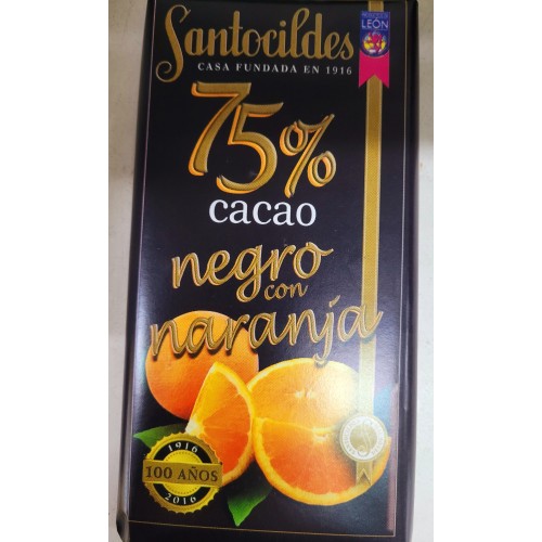 CHOCOLATE NEGRO CON NARANJA SANTOCILDES 75% DE CACAO....