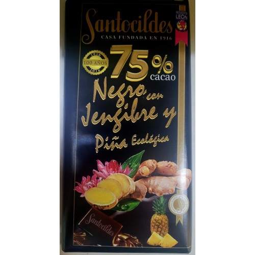 CHOCOLATE NEGRO CON JENJIBRE Y PIÑA ECOLOGICA ,75% DE...