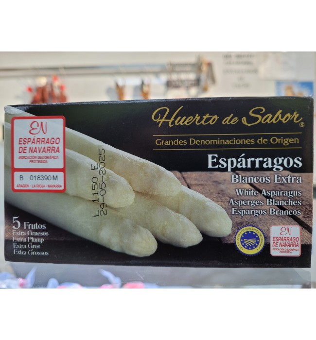 ESPARRAGO DE NAVARRA BLANCOS EXTRA,5 FRUTOS EXTRA GRUESOS. 425GR