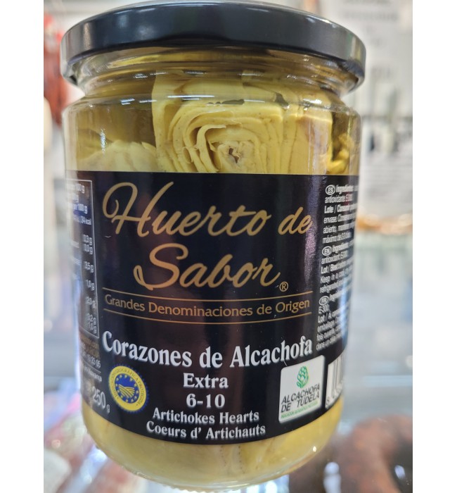 CORAZONES DE ALCACHOFA DE TUDELA , EXTRA 6-10,HUERTA DE SABOR BOTE 445GR