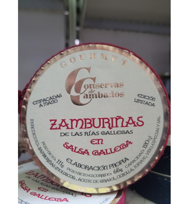 ZAMBURIÑAS  DE LAS RIAS GALLEGAS EN SALSA GALLEGA LATA DE 111GR